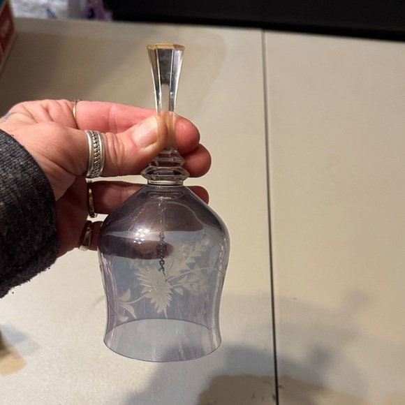 Elegant Etched Glass Bell Bluish Purple Bell - Picture 2 of 6